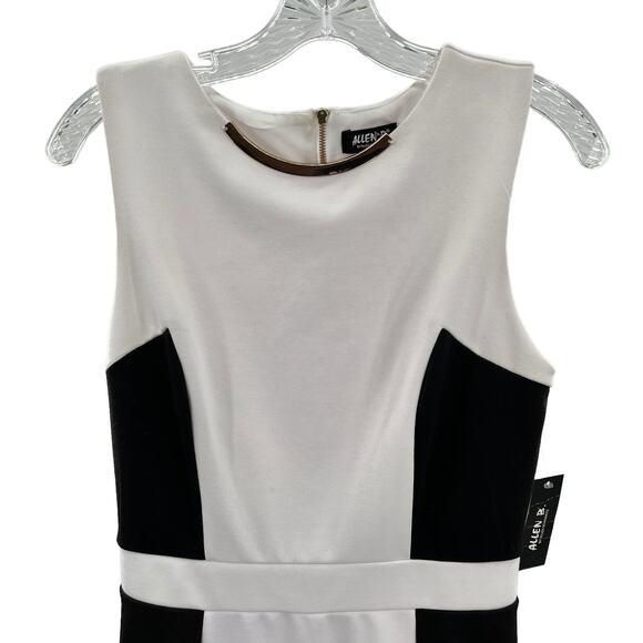Allen B by Allen Schwartz Black & White Colorblock Sheath Dress Women S NWT - Picture 4 of 12